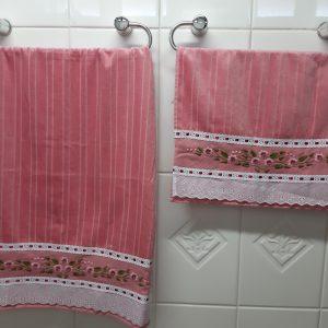 Conjunto toalha de rosto e banho (Rosa)