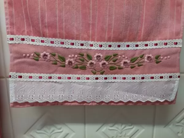 Conjunto toalha de rosto e banho (Rosa)