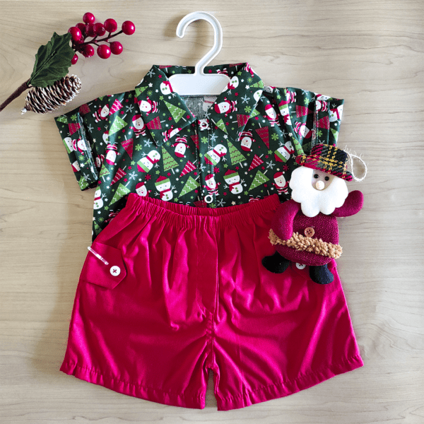 Conjuntinho natalino - Camisa e short