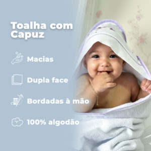 Toalha capuz – Florzinhas brancas